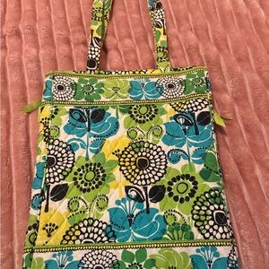 Vibrant Floral Tote Bag in Green and Blue lap top bag